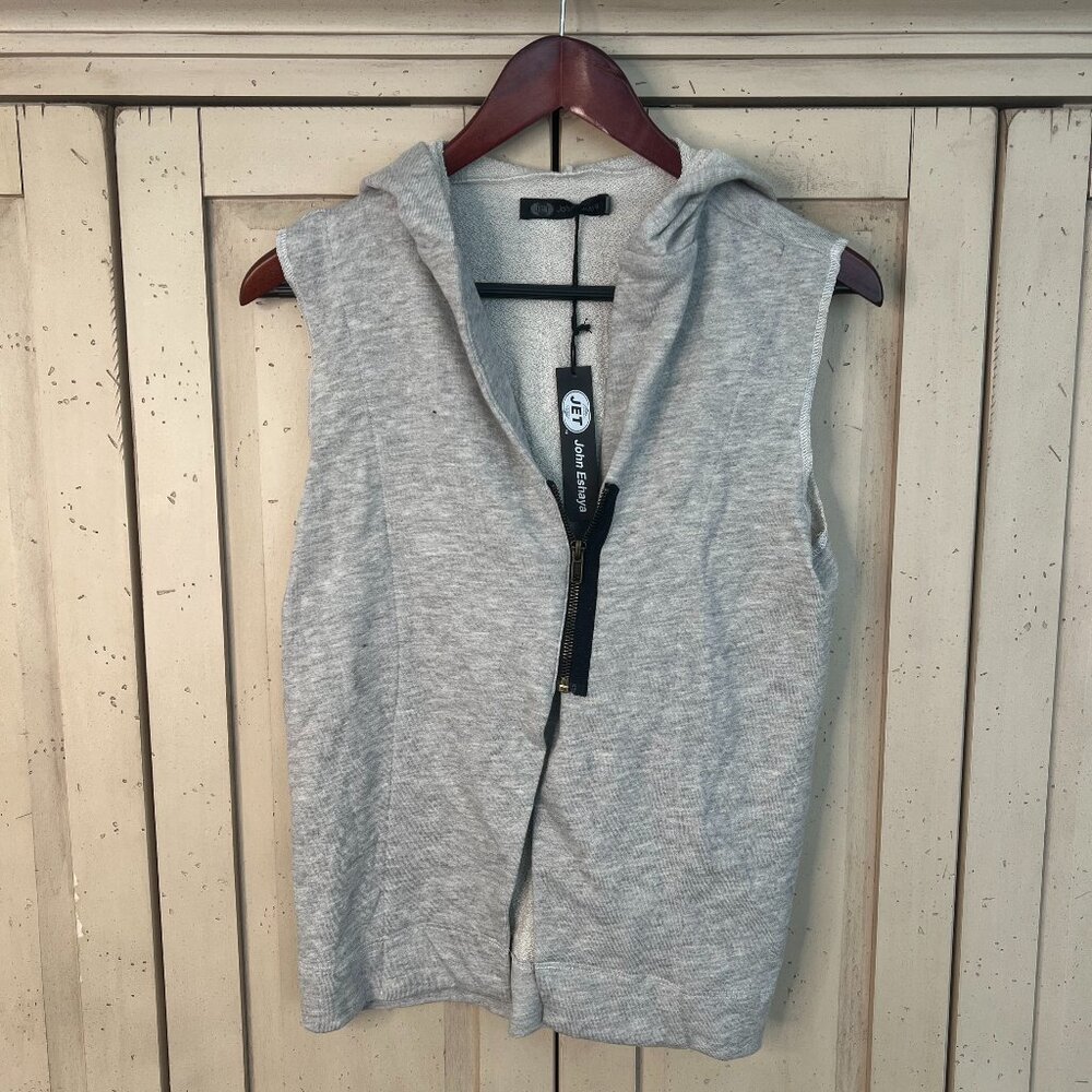 NWT JET by John Eshaya Sleeveless Hoodie Vest - Size P/S - Soft Terry Zip-Up 😊